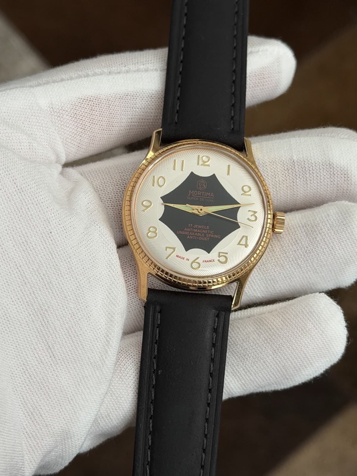 Vintage Mortima Super De Luxe Men’s French 17J Manual Classic Dress Watch 1960s