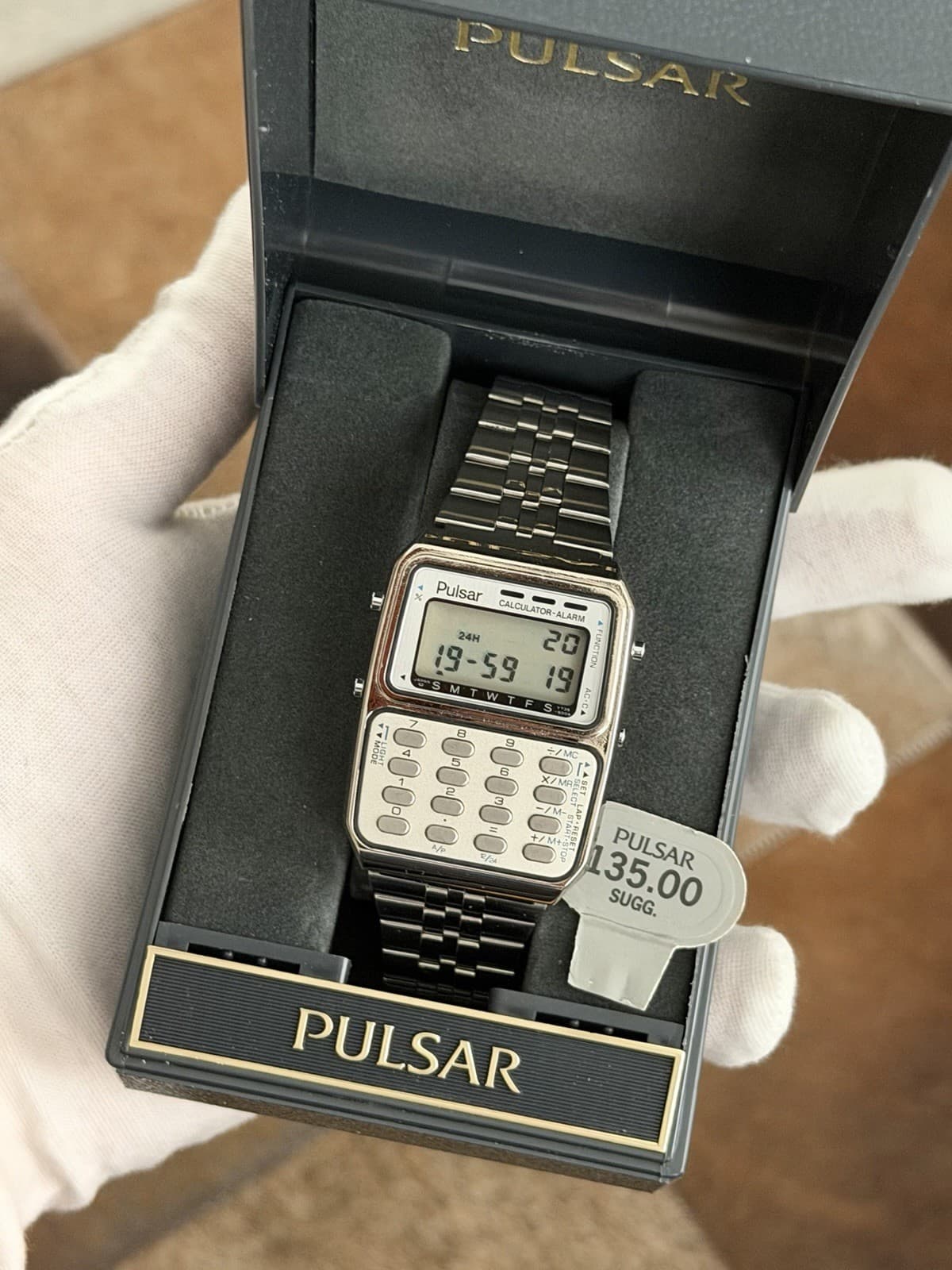 Rare Vintage Pulsar Calculator-Alarm Y735-5009 Men’s Digital Sports Watch 1980s