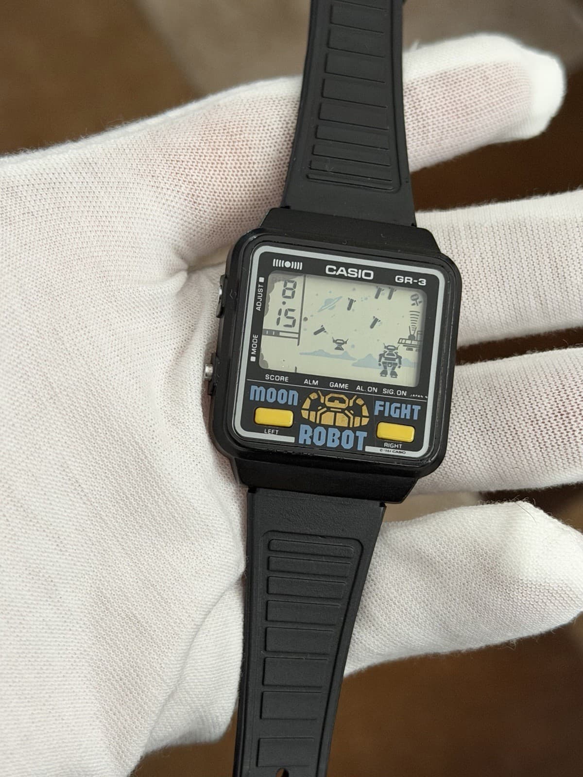 Rare Vintage Casio Moon Fight Robot GR-3 Digital Game Watch Module 477 JDM 1980s - Image 1