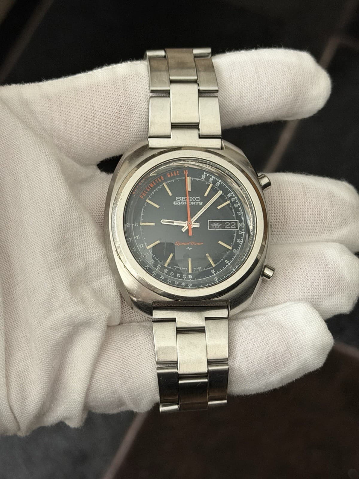 Rare Vintage Seiko 5 Sports Speedtimer 7017-8000 Men’s Chronograph Watch JDM 70s