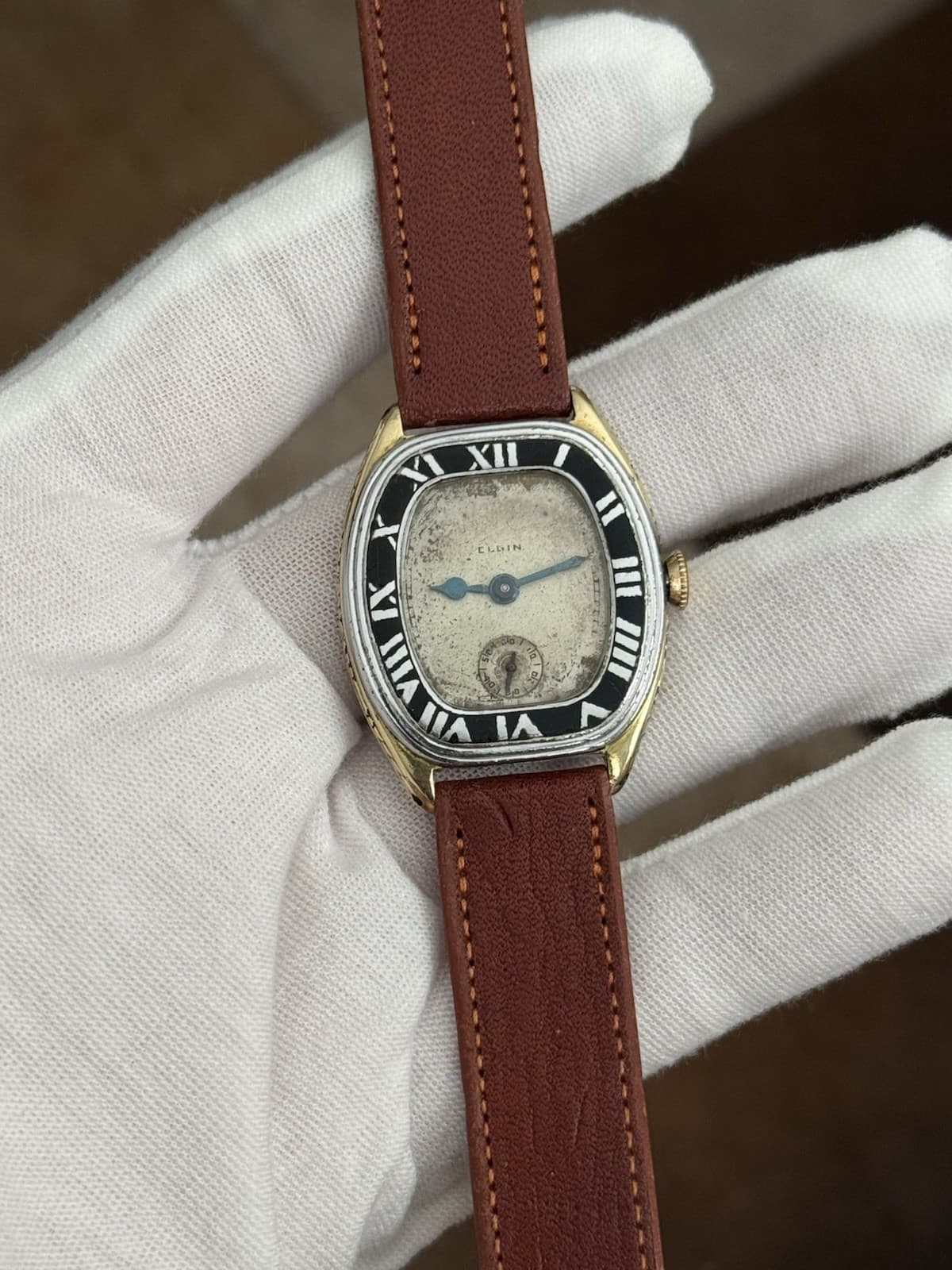 Vintage Elgin Legionnaire Art Deco 7J Manual Wind Enamel Men’s Watch