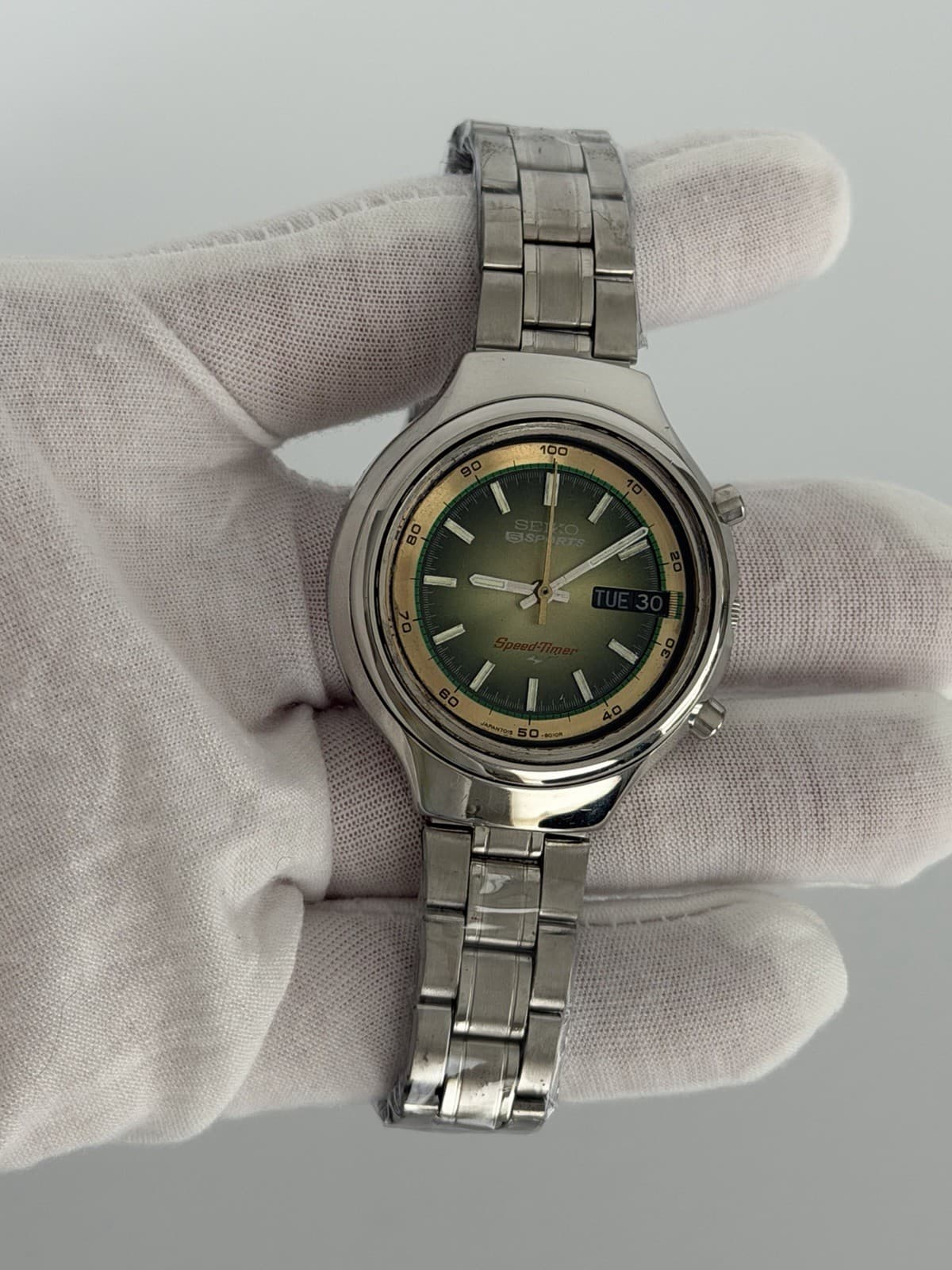 Seiko 5 Sports Speedtimer 7015-8000 Vintage Automatic Chronograph Watch JDM 70s