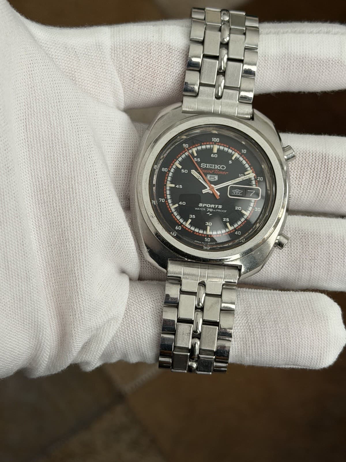 Rare Vintage Seiko 5 Sports Speedtimer 7017-8000 Men’s Chronograph Watch JDM 70s