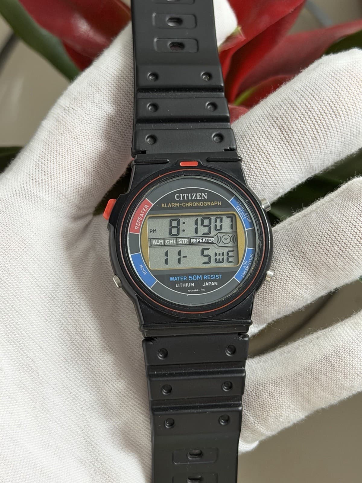 Rare Vintage Citizen P190 Men’s Alarm Chronograph Digital Sports Watch JDM 1980s - Image 1