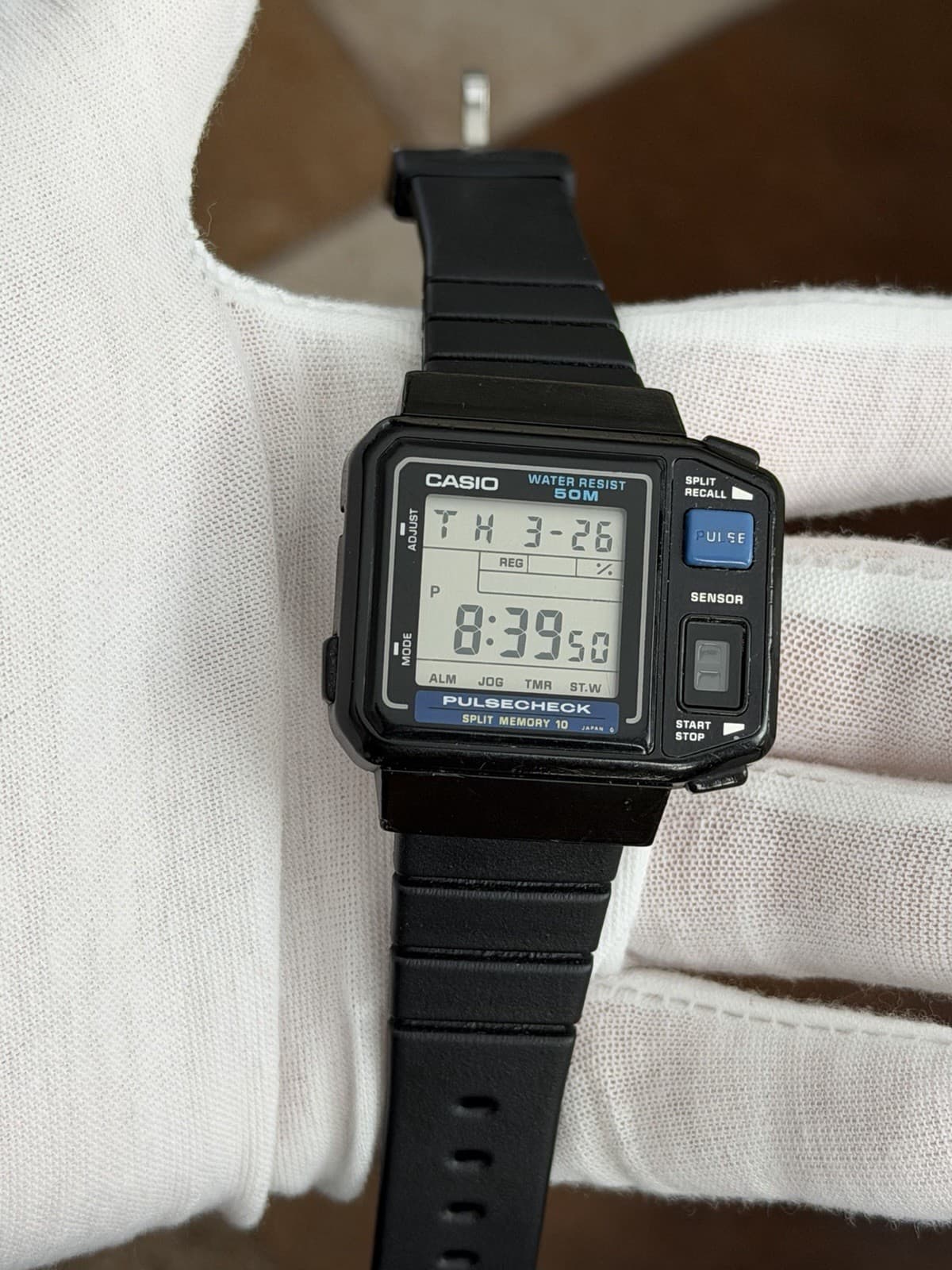 Rare Vintage Casio Pulsecheck JP-100W Men’s Digital Sports Watch JDM 1980s - Image 1
