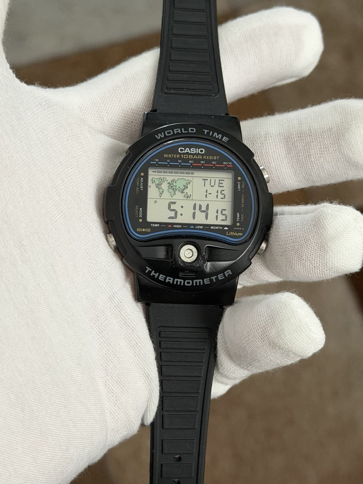Rare Vintage Casio World Time Thermometer TS-150 Men’s Digital Sports Watch JDM - Image 1