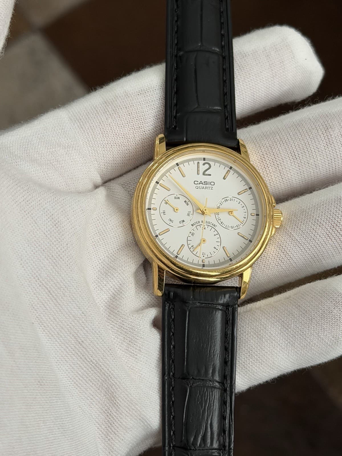 Rare Vintage Casio Quartz MTP-1174 Men’s Triple Calendar Dress Watch JDM 1990s - Image 1