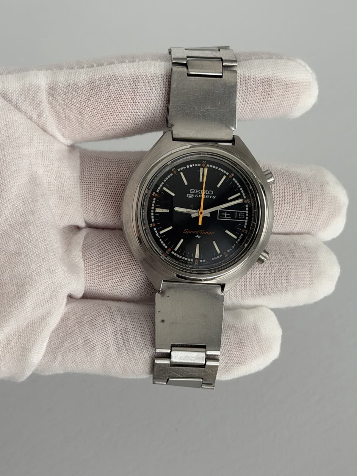 Seiko 5 Sports Speedtimer 7015-7000 Vintage Automatic Chronograph Watch JDM 70s