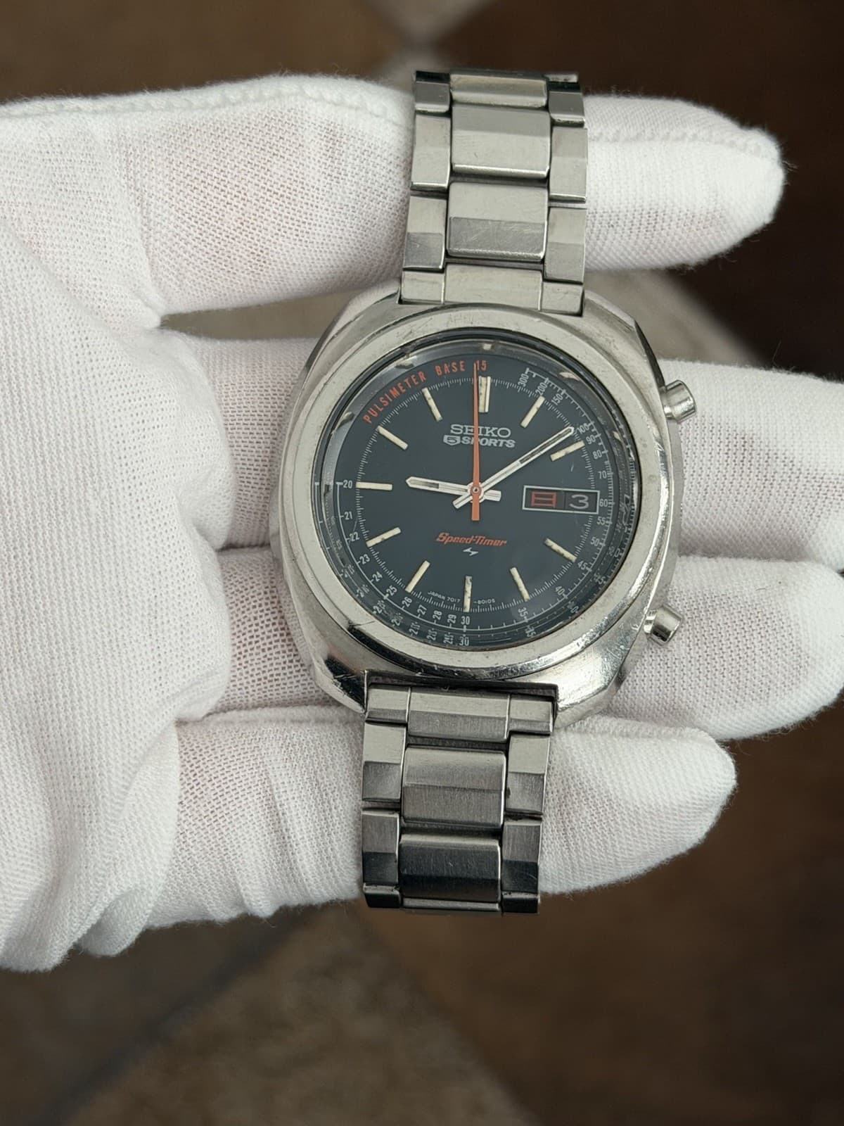 Rare Vintage Seiko 5 Sports Speedtimer 7017-8000 Men’s Chronograph Watch JDM 70s