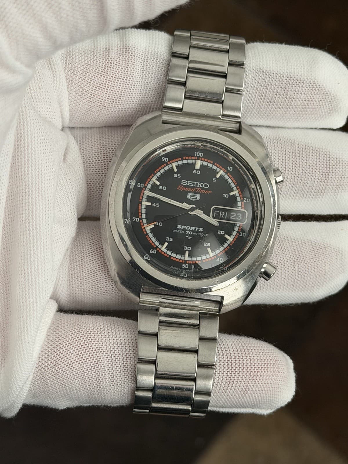 Rare Vintage Seiko 5 Sports Speedtimer 7017-8000 Men’s Chronograph Watch JDM 70s