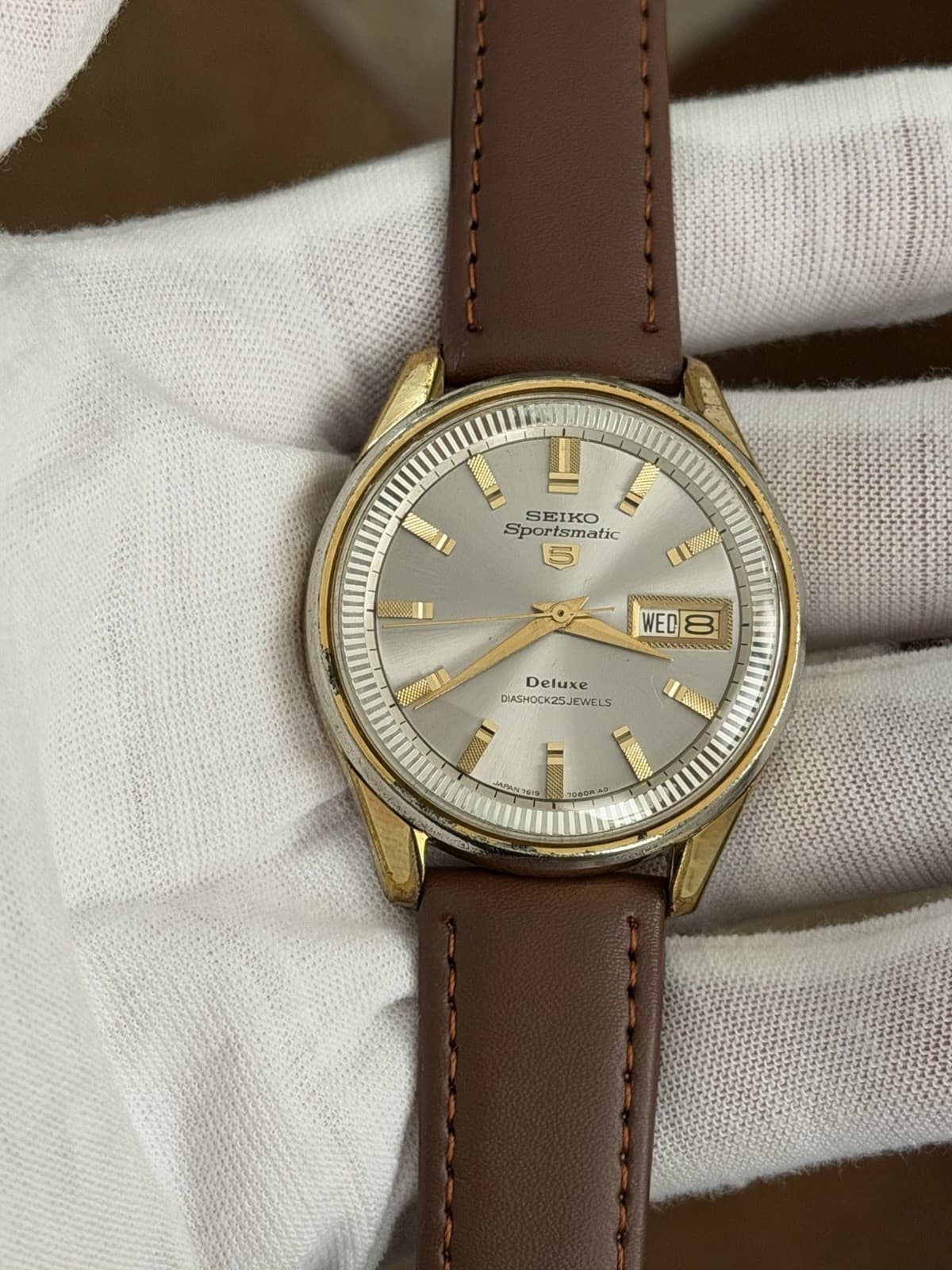 Rare Vintage Seiko 5 Sportsmatic Deluxe 7619-7070 Automatic Dress Watch JDM 60s - Image 1