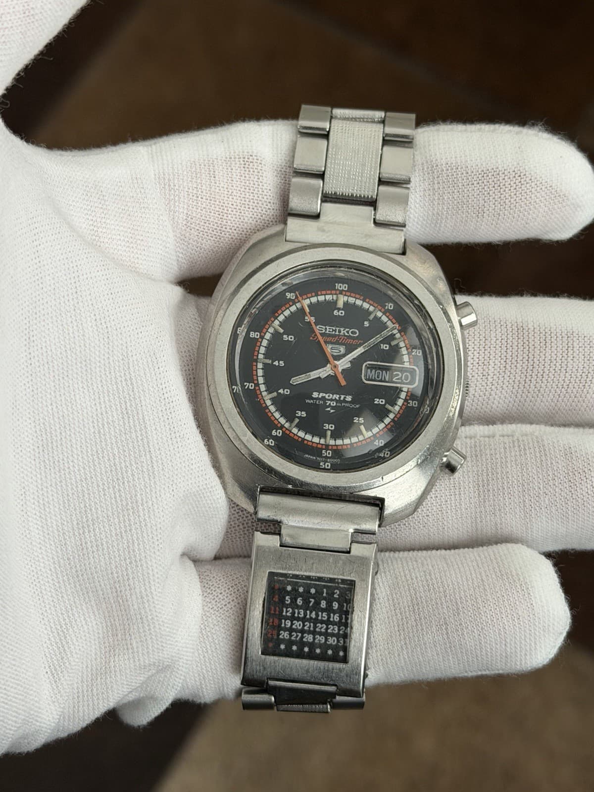 Rare Vintage Seiko 5 Sports Speedtimer 7017-8000 Men’s Chronograph Watch JDM 70s