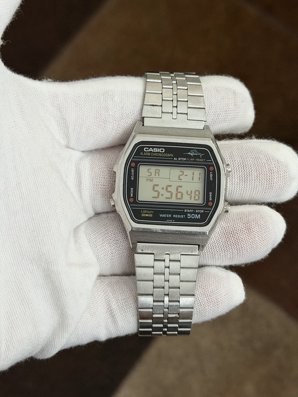 Rare Vintage Casio Marlin W-36 Alarm Chronograph Digital Sports Watch JDM 1980s - Image 1