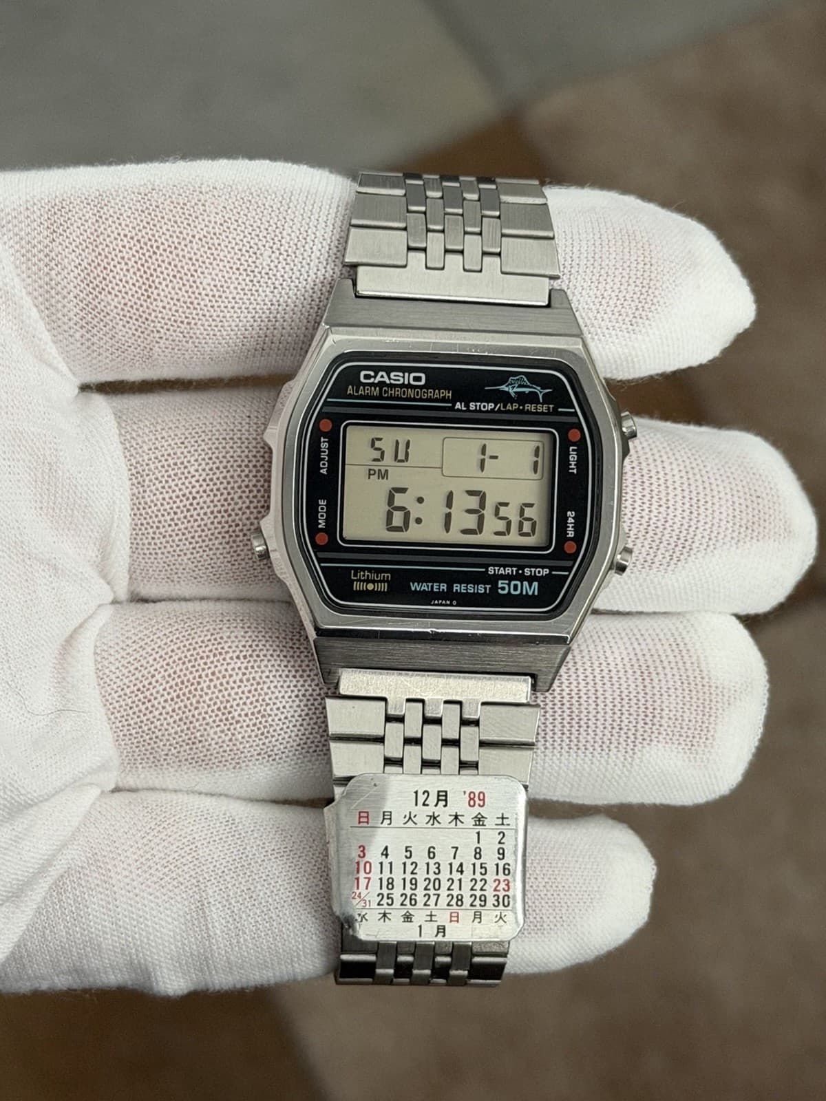 Rare Vintage Casio Marlin W-36 Alarm Chronograph Digital Sports Watch JDM 1980s - Image 1