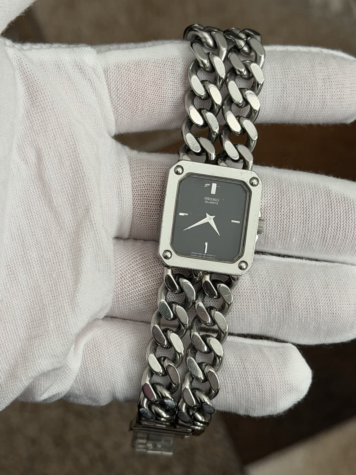 Rare Vintage Seiko 1220-5020 Men’s Cuban Link Bracelet Dress Watch JDM 1980s - Image 1