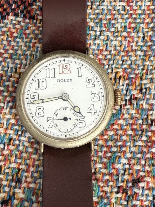 Vintage Rolex WW1 Enamel Dial Officer Military Watch Triple Signed