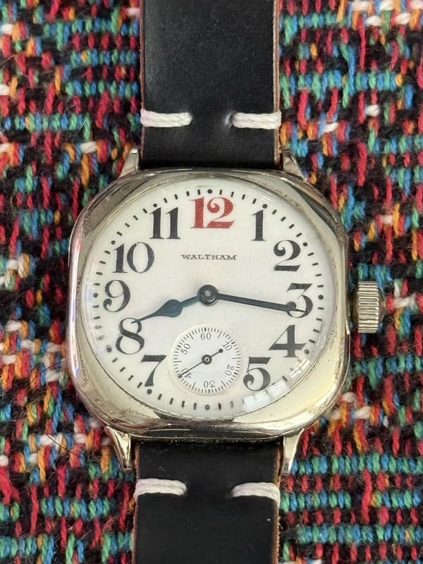 Antique Waltham Sterling Silver Military Wristwatch