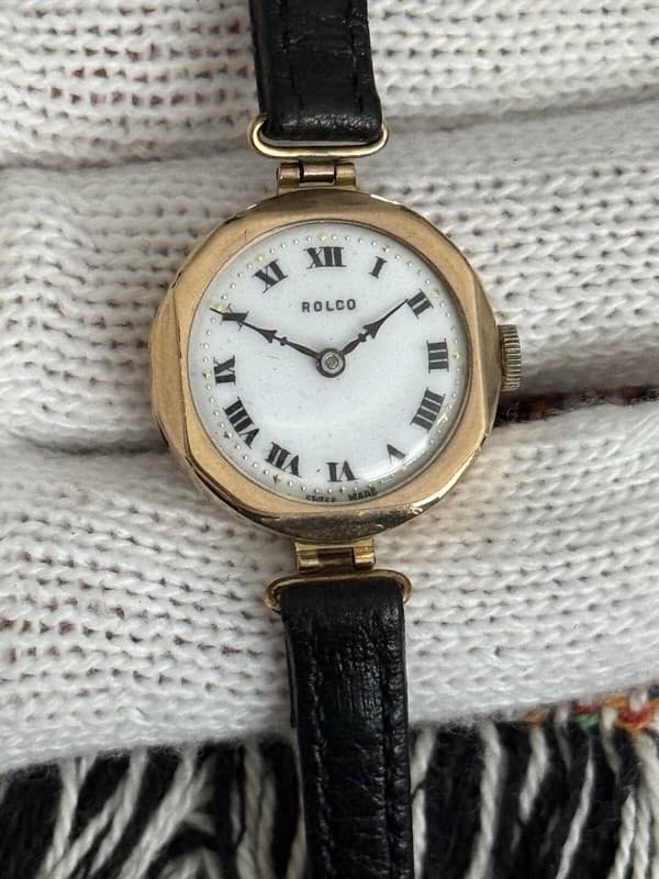 Vintage Rolex Rolco 9ct Gold Enamel Dial Cocktail Watch