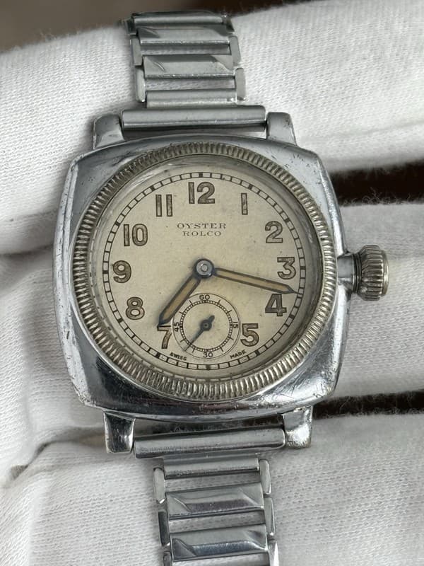 Vintage Rolex Oyster Rolco Chrome Cushion WW2 Military Watch