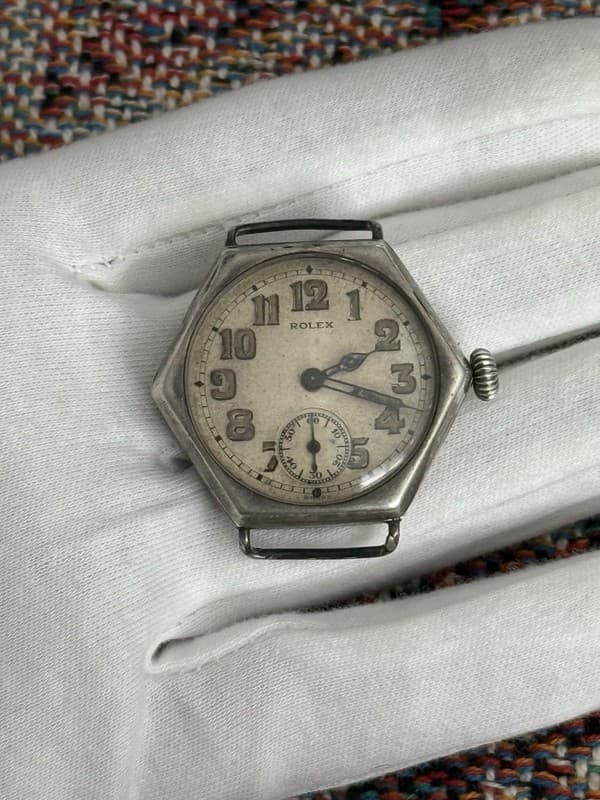 Vintage Rolex WW1 Sterling Silver Military Officer Watch For Repair