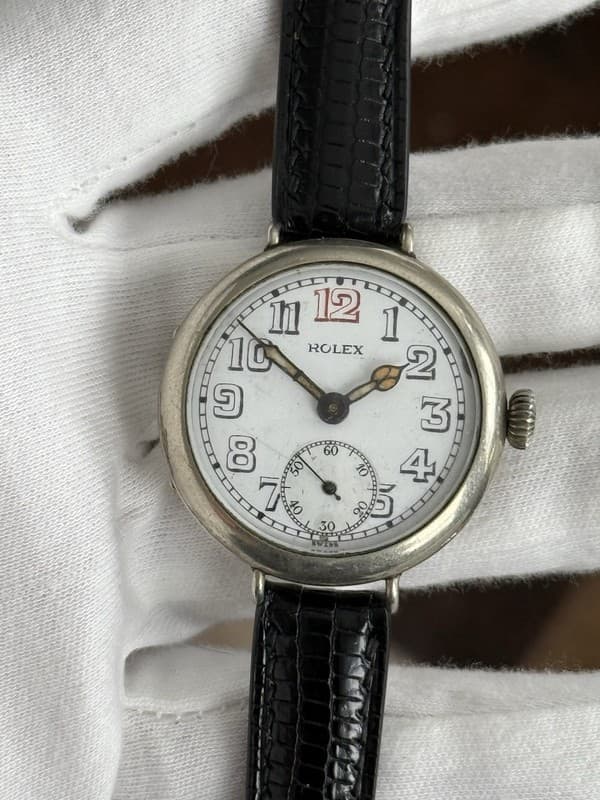 Vintage Rolex WW1 Enamel Dial Officer Military Watch