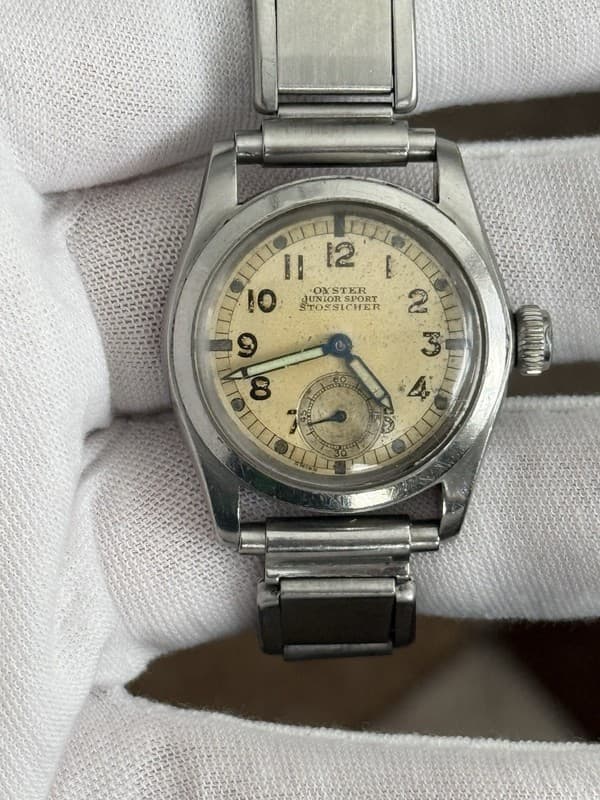 Rare Vintage German Rolex Stossicher Oyster Junior Sport WW2 Military Mens Watch