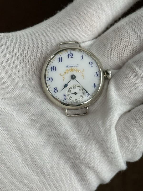 Vintage Rare Waltham Fancy Enamel Dial Men’s Trench Watch - For Repair
