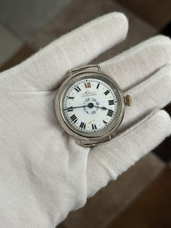 Vintage Fancy Enamel Dial Men’s Manual Swiss Watch - For Repair