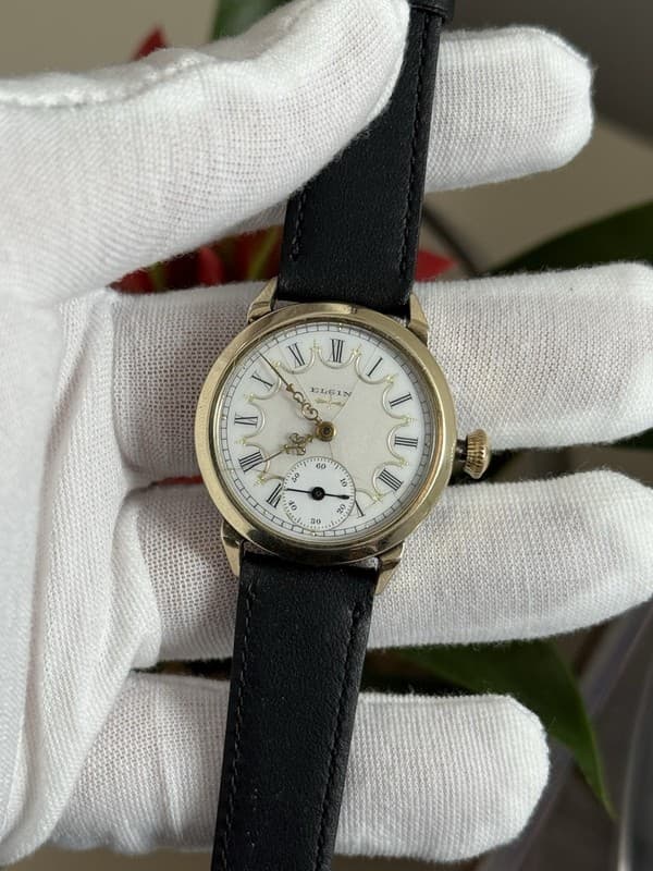 Vintage Elgin Art Deco Fancy Enamel Dial 7J Men’s Manual Watch - Serviced