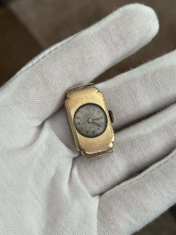 Vintage Rolex Prima 15J 9k Gold Art Deco Engraved Cocktail Watch - For Repair