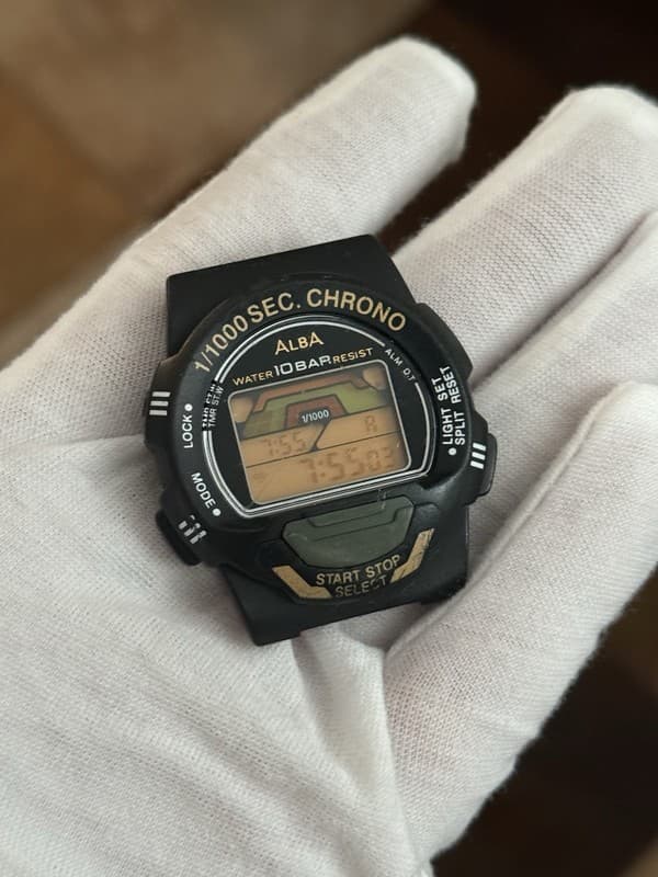 Vintage Seiko Alba W349-4A10 Chronograph JDM Digital Sports Watch 1990s