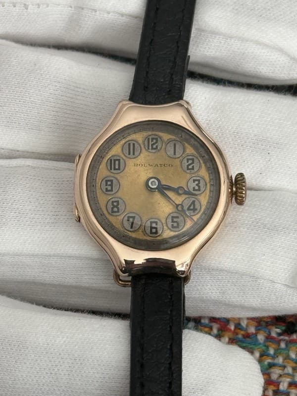 Vintage Rolex Rolwatco 9k Art Deco Telephone Dial Cocktail Watch - Running