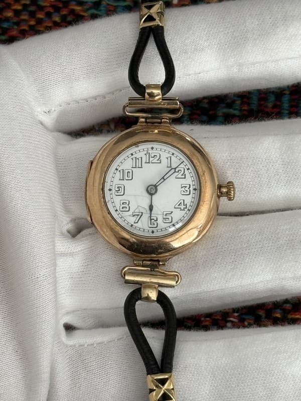 Vintage Rolex 9k Large Art Deco Enamel Dial Cocktail Watch