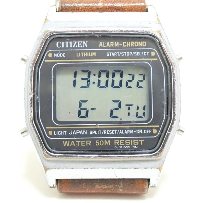 Vintage Citizen LCD Digital Alarm Chronograph Men’s Watch P110-311451 JDM 1980s