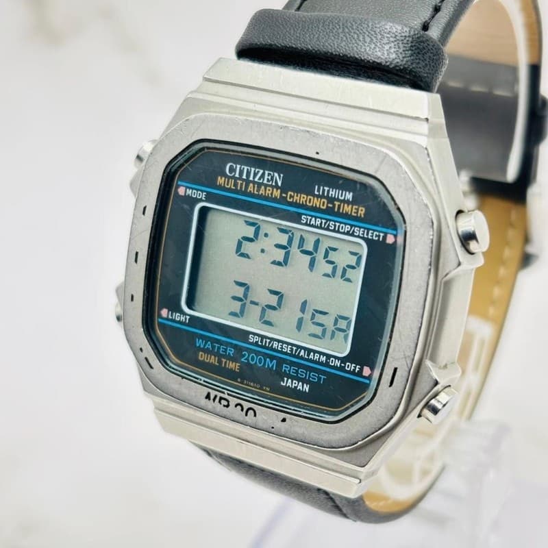 Rare Vintage Citizen P100-311493 Men’s Digital Alarm Chronograph Watch JDM 1980s