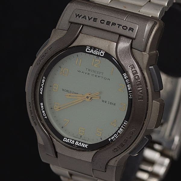 Rare Vintage Casio Twincept Wave Ceptor WVA-200 Ana-Digi Data Bank Men’s Watch