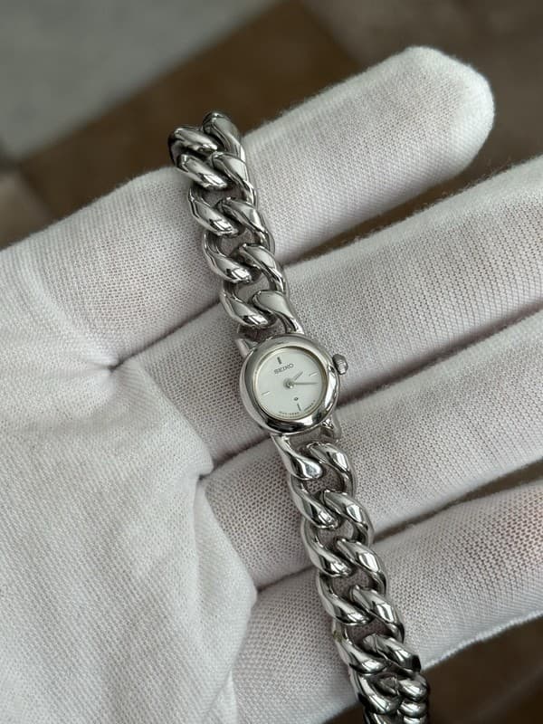 Rare Vintage Seiko 1E20-0080 Analog Cuban Link Bracelet Watch JDM 1980s - Repair