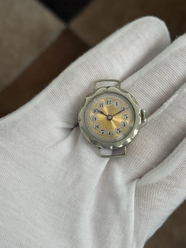 Rare Antique 1920s Telephone Dial Swiss Manual Nickel Wristwatch - For Repair