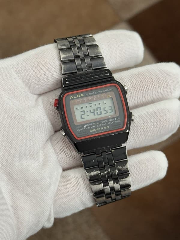 Rare Vintage Seiko Alba Y749-5020 Digital Alarm Chronograph Men’s Watch JDM 80s