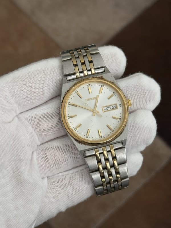 Rare Vintage Seiko Day Date Men’s Quartz Dress Watch V743-9029 JDM 80s - Repair