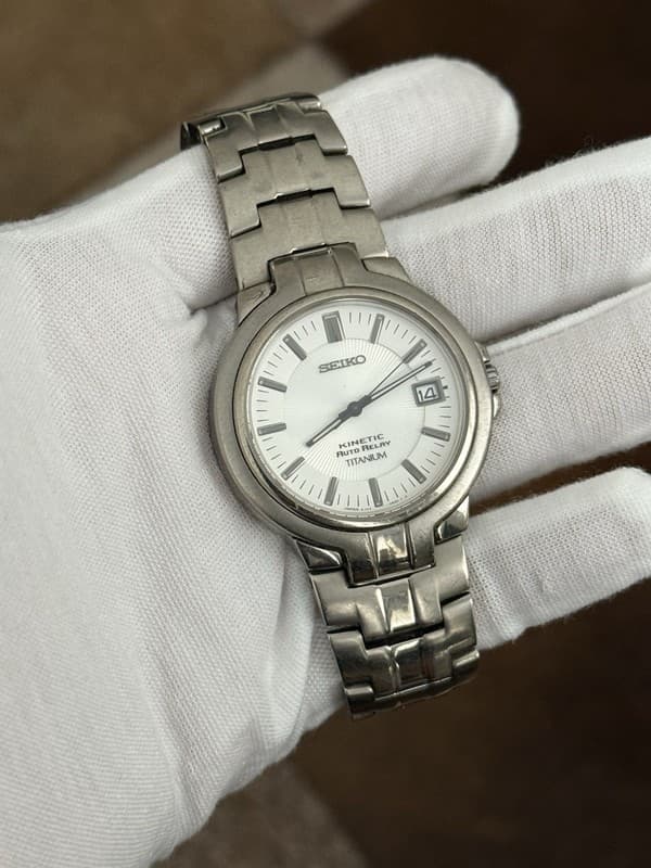 Rare Vintage Seiko Kinetic Auto Relay Titanium Men’s Watch 5J22-0C20 JDM