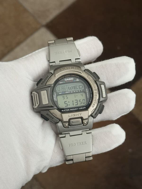 Rare Vintage Casio Pro Trek PRT-610 Triple Sensor Titanium Digital Watch JDM 90s