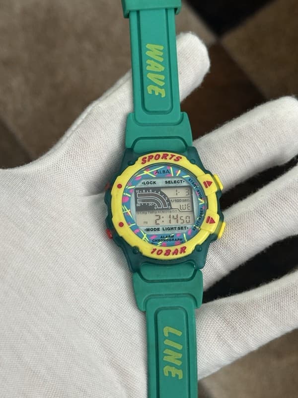 Rare Vintage Seiko Alba Wave Line W339-4810 Men’s Digital Sports Watch - Repair