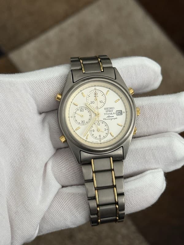 Rare Vintage Seiko Spirit Titanium Alarm Chronograph Men’s Watch 7T32-6000 JDM