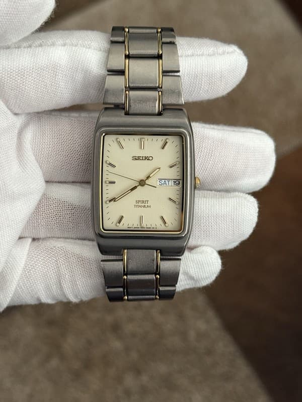 Rare Vintage Seiko Spirit Titanium Men’s Day Date Watch 7N33-5A30 JDM 1990s