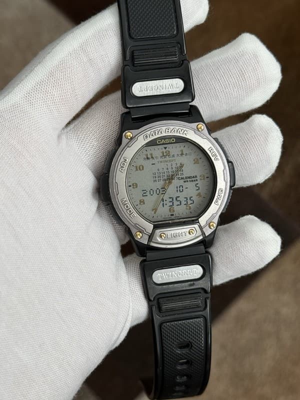 Rare Vintage Casio ABX-64 Twincept Calendar Titanium Ana-Digi Men’s Watch JDM