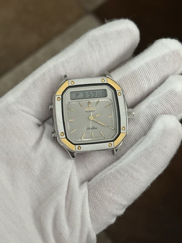 Rare Vintage Seiko Silver Wave H357-5220 Ana-Digi Men’s Watch JDM 1980s - Read