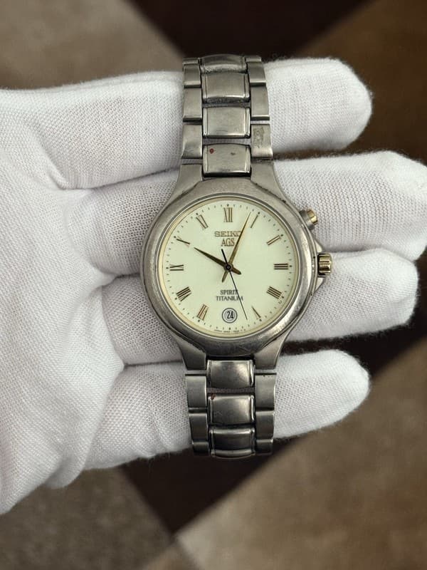 Rare Vintage Seiko AGS Spirit Titanium 5M22-7B80 Men’s Luminous Watch JDM 1990s