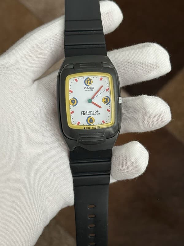 Rare Vintage Casio FTP-100 Flip Top Calculator Ana-Digi Men’s Watch JDM 1980s