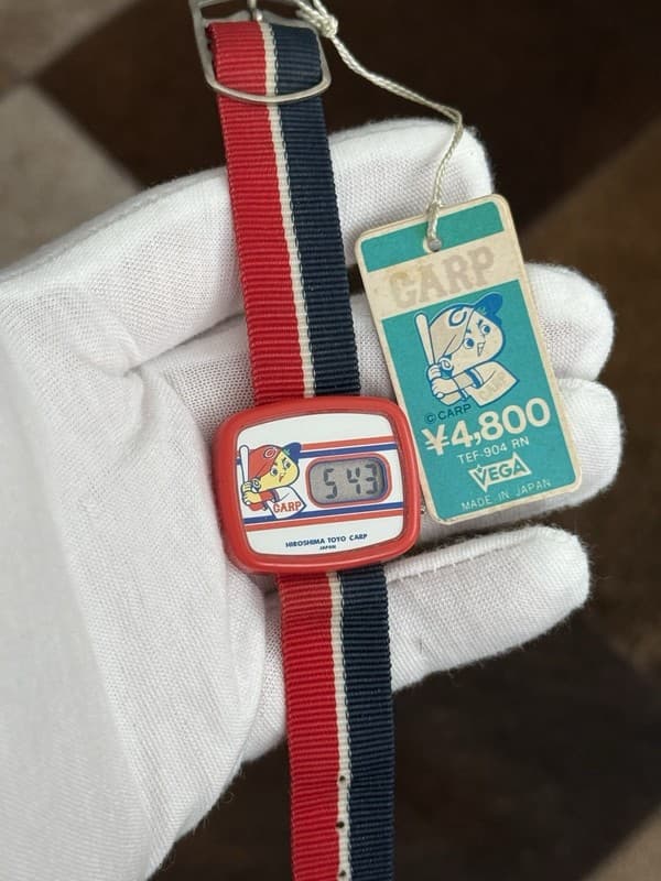 NOS Rare Vintage Citizen Vega Hiroshima Toyo Carp Digital Baseball Watch JDM 80s